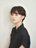 大人可愛い20代30代40代黒髪前下がりショートボブ丸みショート◎