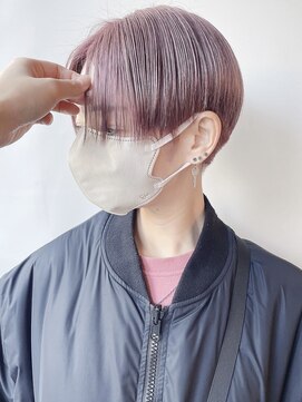 モリオフロムロンドン 原宿本店(morio from London) 【morio 原宿】刈り上げハンサムベリーショート　くすみピンク