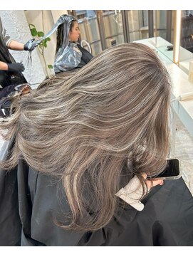 ブレンド 渋谷(BLend) ハイライトカラーくびれヘアアプリコットオレンジ