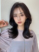 アフロート エル 大阪(AFLOAT L)&nbsp;暗髪で出せるこなれ感！フェイスレイヤー×ナチュラルセミロング