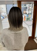 着物ヘア/ダークアッシュ/ミディアムレイヤーカット/柏駅