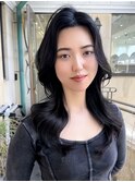 韓国風垢抜けヨシンモリレイヤー20代30代美髪ブルーブラック