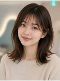 セミロング20代30代ストレートレイヤー前髪なし前髪あり越谷