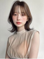 ノイズオオサカ 梅田店(NOISM OSAKA)&nbsp;小顔外ハネミディアムアッシュ20代30代40代くびれミディ韓国ヘ