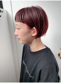 レッドブラウンミニボブ