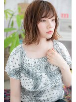 ミック 日暮里店(miq)&nbsp;グラデーションカラーシースルーバングくせ毛風外ハネボブa1