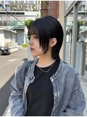 黒髪 暗髪 韓国 似合わせ顔まわりレイヤーカット ミディアムヘア