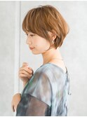 ショートボブ×オレンジベージュ