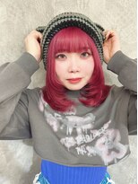 イメチェン/ハッシュカット/フルバング/似合わせ/レッド