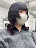 ユーフォリア 新宿店(Euphoria) ミディアムウルフ/ウルフマッシュ/ボルドー/インナーエクステ