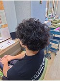 大人男性ナチュラルパーマビジカジ清潔感アッシュブラック