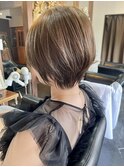 ショートヘアレイヤーカット白髪染め白髪ぼかしハイライト