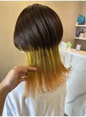 インナーカラー"イエロー×オレンジ"