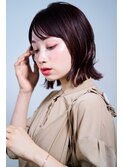 【40代髪型】外ハネボブ×シースルーバング×ラベンダーベージュ
