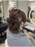ハーフアップお団子アレンジ お呼ばれヘア 平塚