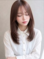 アトラスサロン 札幌大通り(Atras.salon)&nbsp;ローズピンクブラウンの髪質改善レイヤーロング