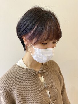 トータルビューティーサロン プリエ(prier) 束感ショートヘアのインナーカラー/ミルクティーピンク