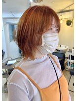 エンリー(ENlee)&nbsp;【とまべち】オレンジカラー×ミディアムウルフレイヤー