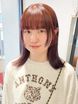 ラミエバイメルト 下北沢(lamie by melt) 毛利/ミディアム 外はね 顔まわり ピンク オレンジ ベージュ