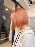 ピンクオレンジ*ハイトーンボブ