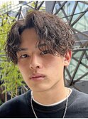 ○メンズマッシュパーマウルフ波巻きハイライトスパイラル2