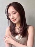 セミディデジタルパーマ大人可愛いくびれヘアサイドバング