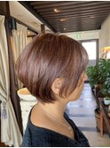 30代/40代/50代　チョコレートブラウン　絶壁解消　ショートボブ