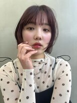 ハロ(HALO) 春ラベンダーボルドー×ラフなミニボブ