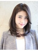 かきあげ大人レイヤー×ワンカールパーマ×透明感ダークカラー