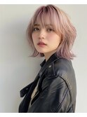 韓国　ミルクティー　ホワイトベージュ　レイヤーボブ