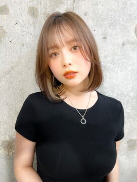 ハローバイシー 仙台(Hello by Sea) 切りっぱなしボブ×ブリーチなしミルクティーベージュ[仙台]