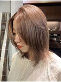 ダブルカラーミルクティーベージュカラーケアブリーチミニボブ