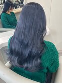 11204艶髪ネイビーブルーブルーシルバーストレートブルーカラー