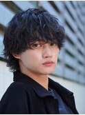 銀座波巻きスパイラルパーマシャドウパーマメンズマッシュウルフ