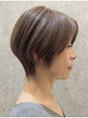 調布白髪ぼかしマッシュショートヘアミルクティーベージュカラー
