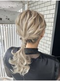 ローポニー ヘアセット お呼ばれヘア