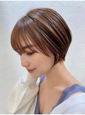 大人ガーリー/ブリーチなしチョコレート×顔周りショート[大宮]