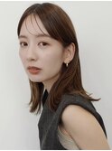 顔周りレイヤーカットグレージュカラーくびれボブベージュカラー