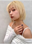 グレーベージュ/斜めバング/フレンチガーリー/ネイビー[笹塚]