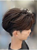 韓国へアカルマパーマワックスなしセンターパート黒髪ウルフ
