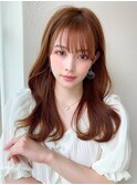 シャギーレイヤー韓国ワンホンヘアシースルーぱっつん前髪