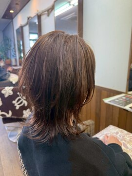 ヘアーサロン プアメリア(Puamelia) 透明感ココアグレージュ艶カラーくびれクラゲヘアーミディアム