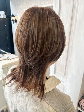 キャアリー(Caary) 福山美容室Caaryウルフレイヤーミルクティーベージュ30代40代