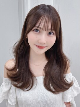 おくれ毛前髪カット顔周りレイヤーロング_ba565512