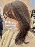 ミディアムレイヤー◎ウォームベージュ前髪あり◎20代~50代