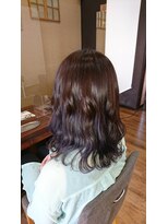 ヘアーアンドメイクサワ 佐久店(sawa)&nbsp;20代30代 ミディアム パープル グラデーション 巻き髪