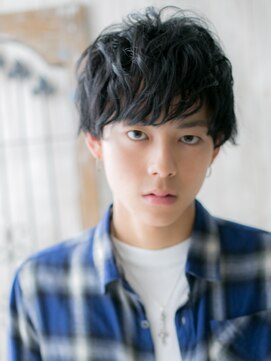 メンズヘア ビーセカンド 草加店(MENS HAIR B-2) セミウエットくせ毛風な束感こなれマッシュパーマT草加