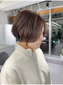 白髪ぼかしハイライト ショートボブ ボブ ベージュ イルミナ