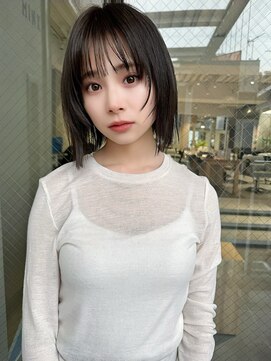 ミンクス 原宿店(MINX) レイヤーカット ウェットヘア オリーブベージュ 大人ヘア 原宿