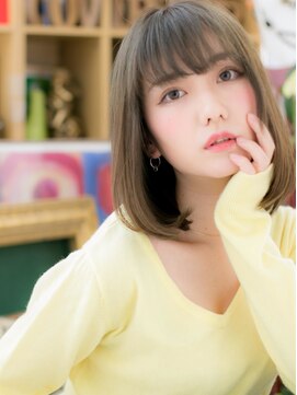 カバーヘア ブリス 上尾西口店(COVER HAIR bliss) グレーベージュシースルーバング前下がりボブh3上尾20代30代40代